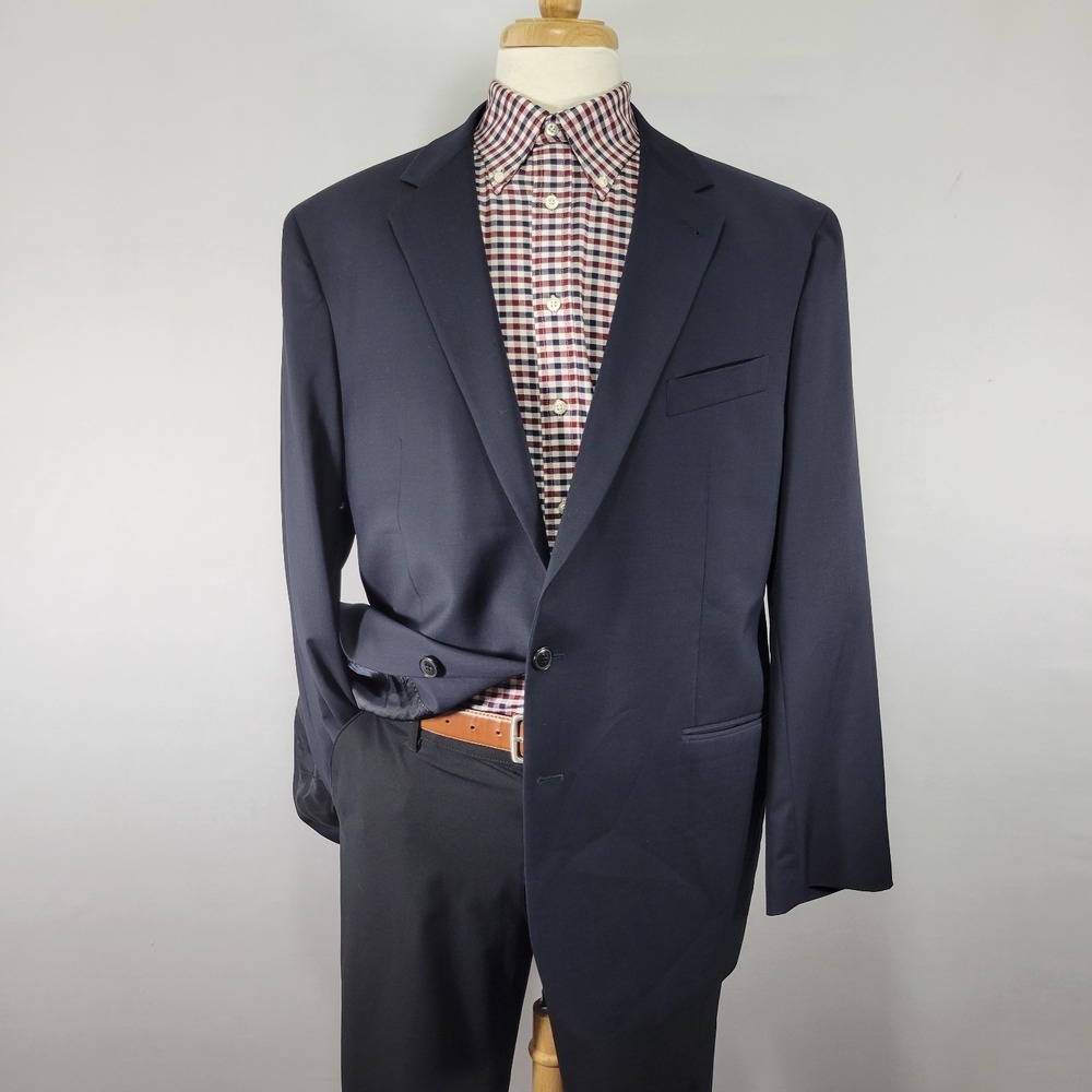 Joseph Abboud Men's Sport Coat Blazer Two Button Navy‎ Marazotto 120s Wool 46R